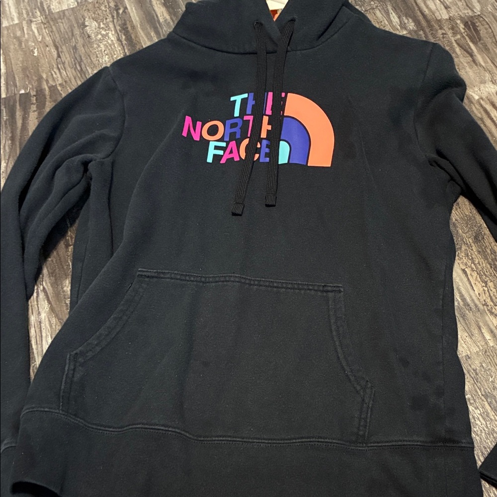 The North Face Black Hoodie with Multicolor Logo
